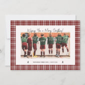 学校/大学メリークリスマス子供たち赤い格子縞 シーズンカード (正面)