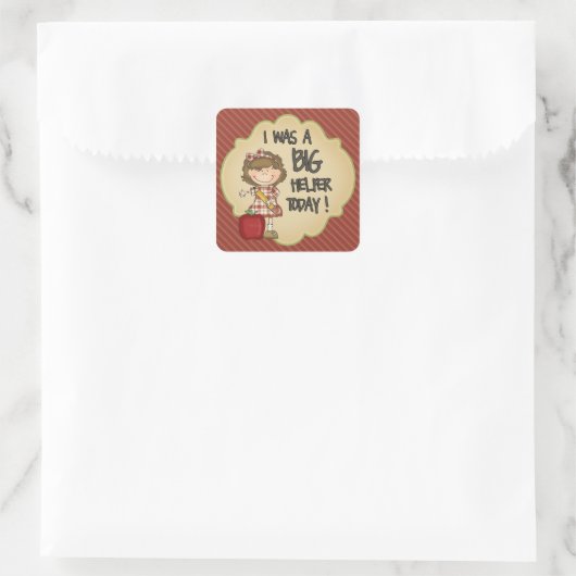 学校/学生ヘルパー報酬ステッカー赤いストライプ スクエアシール (バッグ)