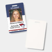 学校/従業員フォトバッジ – 赤と青 バッジ (正面＆裏面)