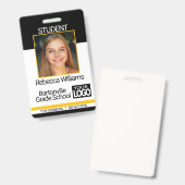 学校/従業員フォトバッジ – 黒と金ゴールド バッジ (Front & Back)