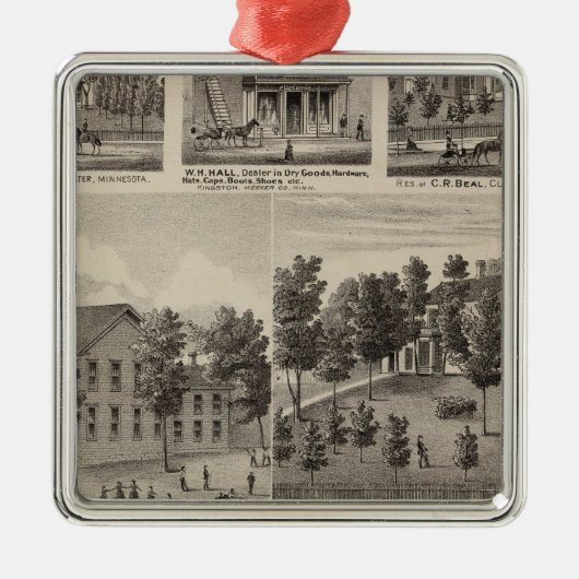 学校、神学校、住宅、ミネソタ メタルオーナメント (正面)