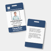 学校 職員 写真 バーコード 名前 バッジ (正面＆裏面)