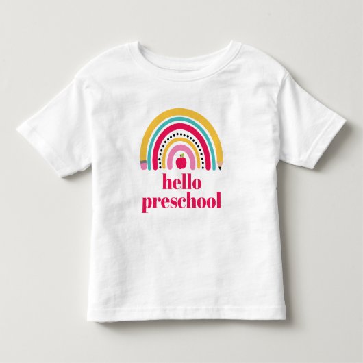 学校 虹色 名前入り バックトゥスクール に トドラーTシャツ (正面)