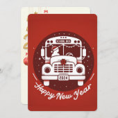 学校BUsドライバHAPPY NEW YEARカード (正面/裏面)