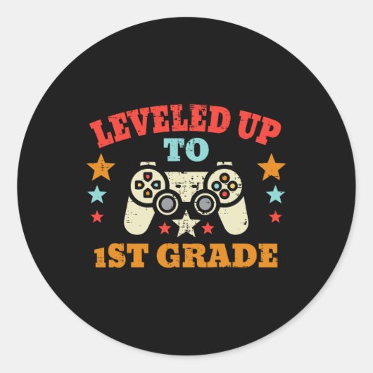 学校Gの1年生の最初の日まで平準化されたゲーム ラウンドシール (正面)