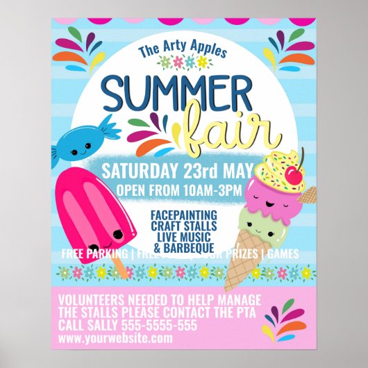 学校PTOサマーフェアのフライヤー夏休み ポスター (正面)