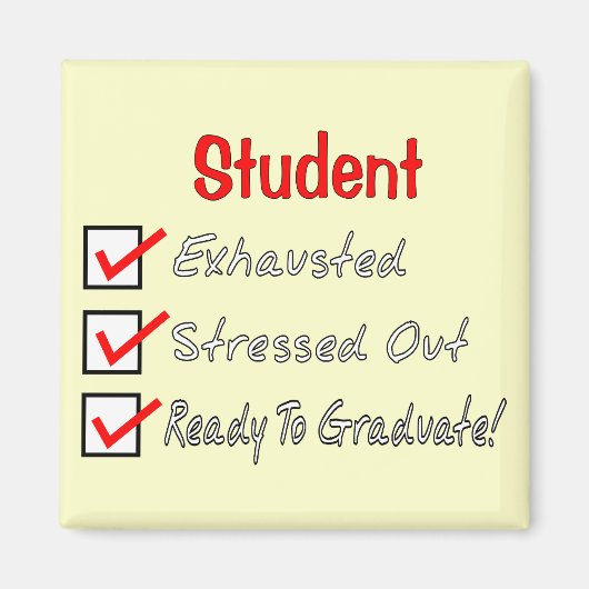 学生おもしろいの贈り物「卒業の準備!」 マグネット (正面)