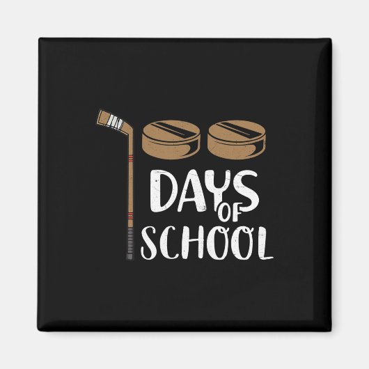 学生おもしろい100th Day Of Schoolホッケー マグネット (正面)