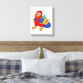 学生としてBackpackを適用したオウム キャンバスプリント (インサイチュ (寝室))