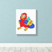 学生としてBackpackを適用したオウム キャンバスプリント (インサイチュ (ウッドフロア))