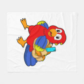 学生としてBackpackを適用したオウム フリースブランケット (正面(横))