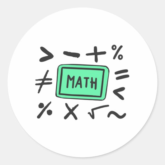 学生と保護者の数学記号 ラウンドシール (正面)
