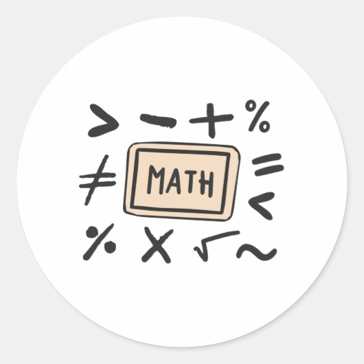 学生と保護者の数学記号 ラウンドシール (正面)