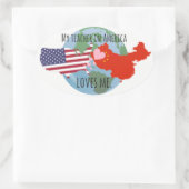 学生に送信するためのシール：アメリカ、愛 楕円形シール (バッグ)