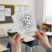 学生のためのカバのバレンタインデーぬりえ ポストカード