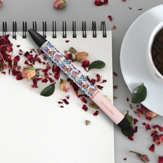 学生のためのカラフル美しガーリーい蝶 黒ボールペン