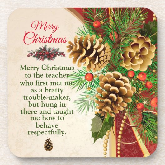 学生のクリスマスからの先生メッセージ コースター (正面)