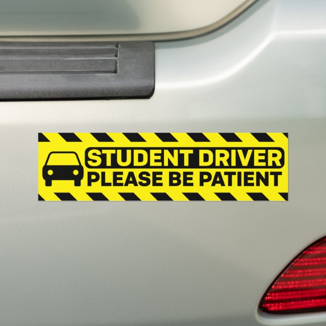 学生のドライバーは我慢して バンパーステッカー (車上)