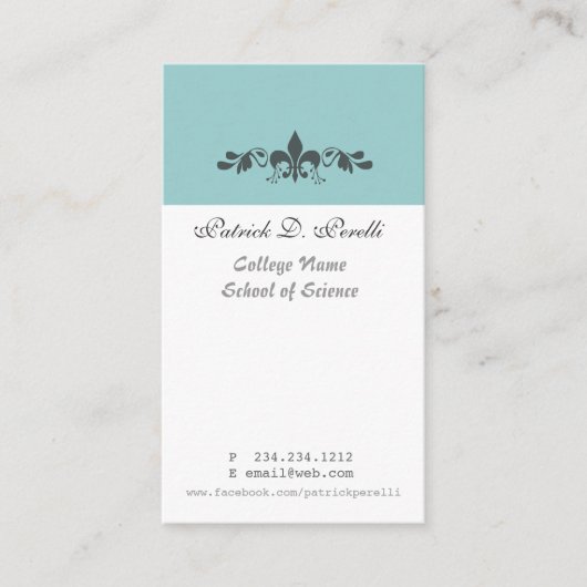 学生のミニマルなアヤメの青く白いモダン 名刺 (正面)