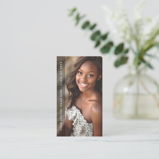 学生の卒業ネットワーク写真ブラック 名刺 (スタンド正面)