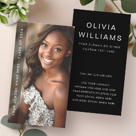 学生の卒業ネットワーク写真ブラック 名刺