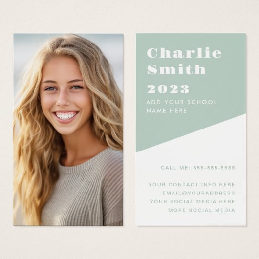 学生の卒業ネットワーク写真プロファイルカード (正面&裏面)