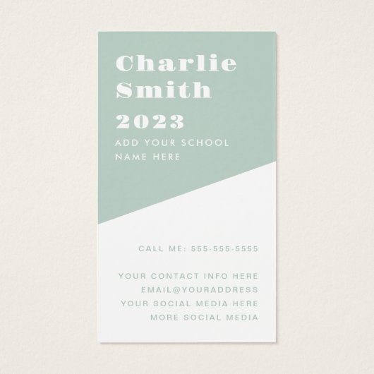 学生の卒業ネットワーク写真プロファイルカード (裏面)