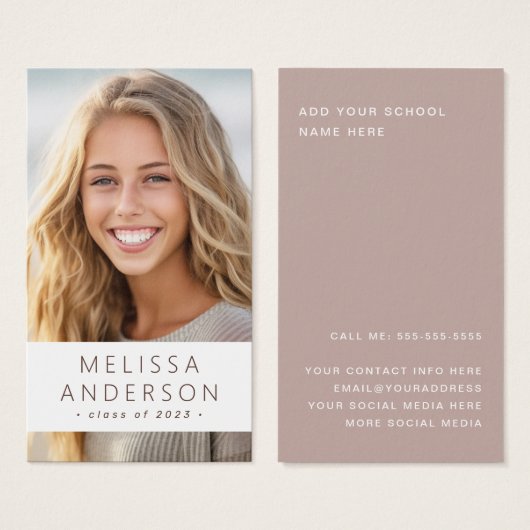 学生の卒業ネットワーク写真プロファイルカード (正面&裏面)