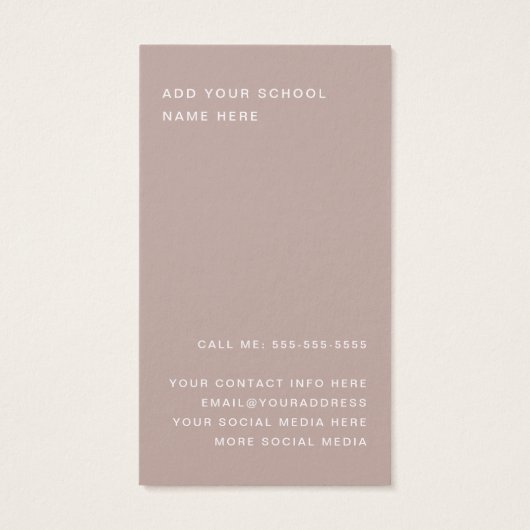 学生の卒業ネットワーク写真プロファイルカード (裏面)