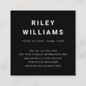 学生の卒業ネットワーク写真モダン黒 スクエア名刺 (裏面)