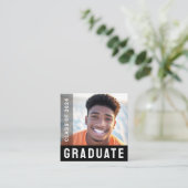 学生の卒業ネットワーク写真モダン黒 スクエア名刺 (スタンド正面)