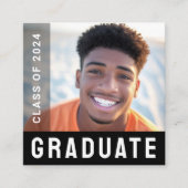 学生の卒業ネットワーク写真モダン黒 スクエア名刺 (正面)