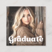 学生の卒業ネットワーク写真レトロフォント スクエア名刺 (正面)