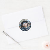 学生の卒業フルフォト差出人住所ラベル ラウンドシール (封筒)