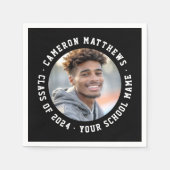 学生の卒業写真モダン白黒 スタンダードカクテルナプキン (正面)