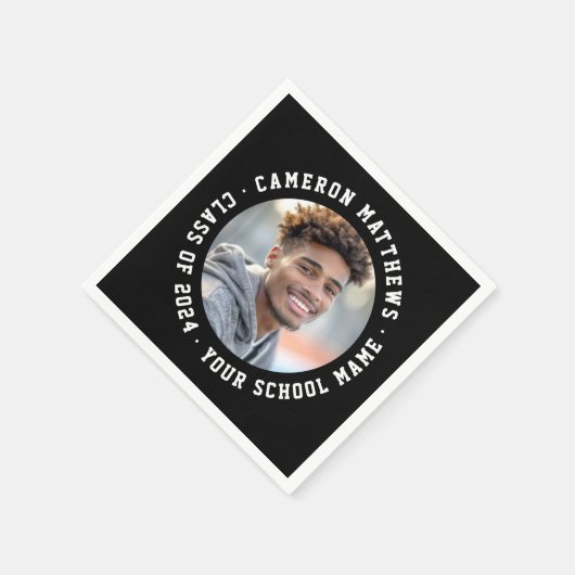 学生の卒業写真モダン白黒 スタンダードカクテルナプキン (角)