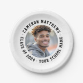 学生の卒業写真モダン白 ペーパープレート (正面)