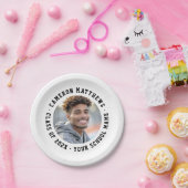 学生の卒業写真モダン白 ペーパープレート (パーティー)