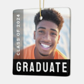 学生の卒業写真モダン黒 セラミックオーナメント (左)