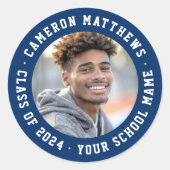 学生の卒業写真 現代のダークブルー ラウンドシール (正面)