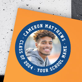 学生の卒業写真 現代のダークブルー ラウンドシール