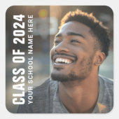 学生の卒業 モダン ダークオーバーレイ フォト スクエアシール (正面)