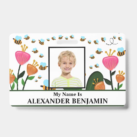 学生の子どもの写真名IDカードカスタム   バッジ (正面)