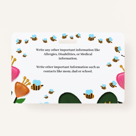 学生の子どもの写真名IDカードカスタム バッジ (裏面)