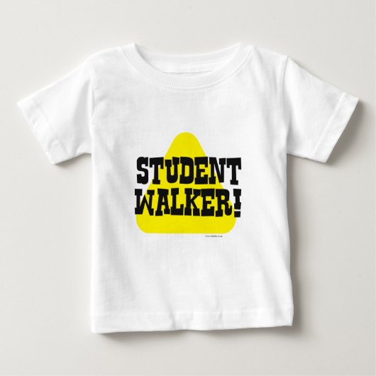 学生ウォーカーおもしろい乳児かわいいスローガン ベビーTシャツ (正面)