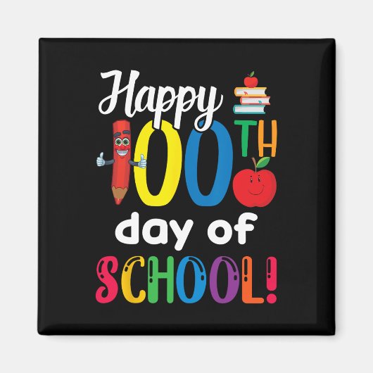 学生キッズ先生ギフトハッピースクールの100th日 マグネット (正面)