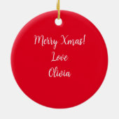 学生タイポグラフィメリークリスマスステップソン セラミックオーナメント (裏面)