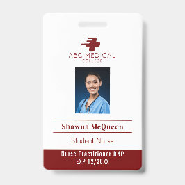 学生ナース開業医DNP赤写真QRコード バッジ