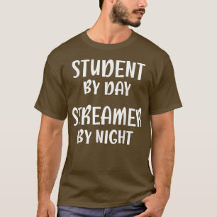 学生バイデイストリーマーバイナイトおもしろいストリーマー Tシャツ