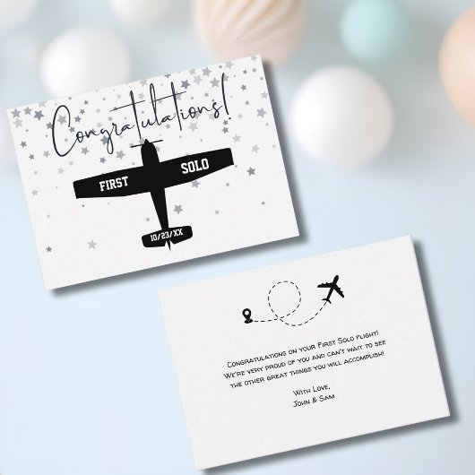 学生パイロット初の単独飛行機おめでとう ノートカード